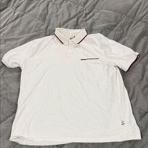 Classic White Polo Shirt with Maroon Trim